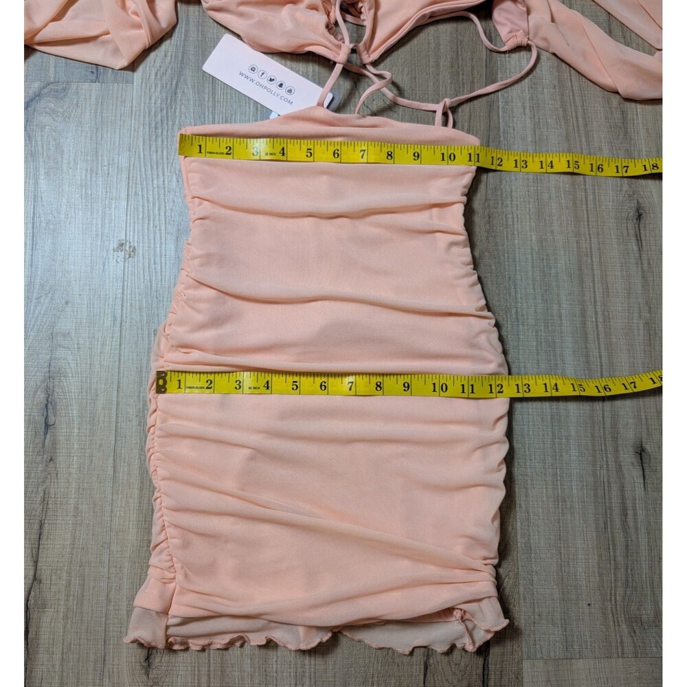 NWT Oh Polly Size 4 Mini Dress Blush Bodycon Stretch Night Out Clubbing Sexy - Picture 10 of 11